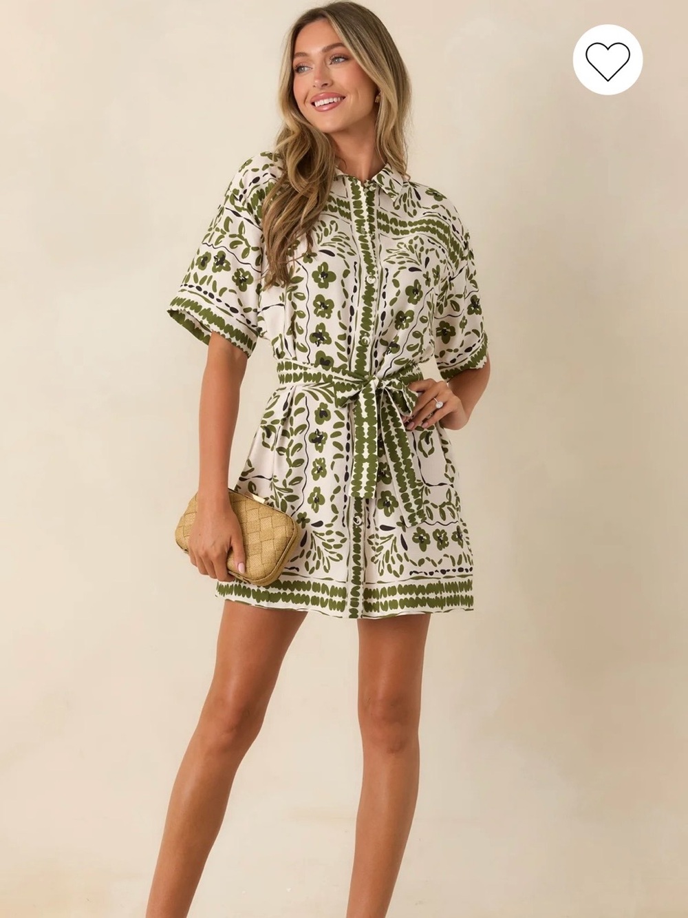 MINKPINK Remi Olive Paisley Mini Shirt Dress